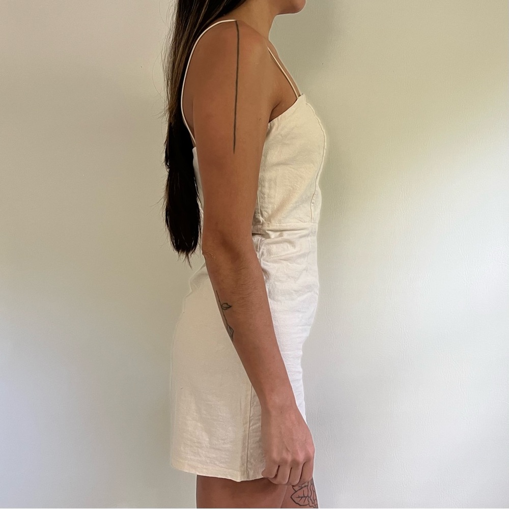 Urban Outfitters Colette Off White Cream Beige Linen Mini Dress - Picture 2 of 9